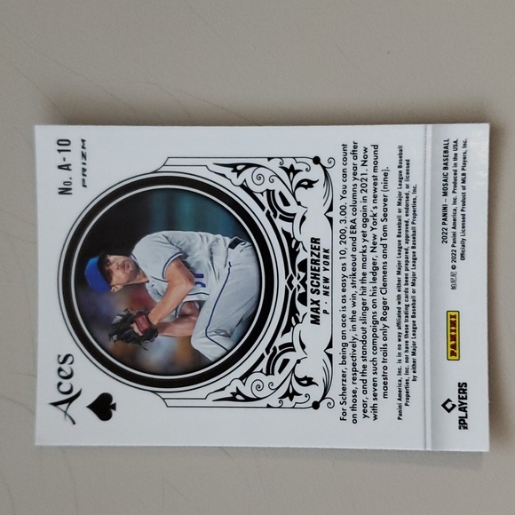 2022 Panini Mosaic Baseball Max Scherzer Aces Card #A-10 - New York Mets - Picture 2 of 2